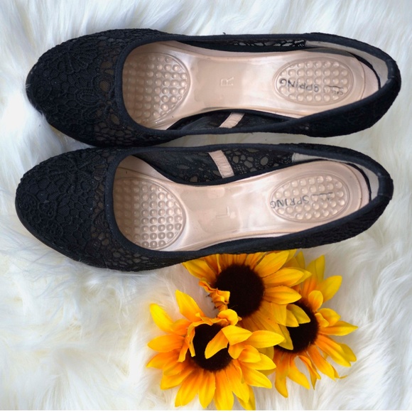 Call In Spring Shoes Black Lace High Heel Elegant - Picture 3 of 6